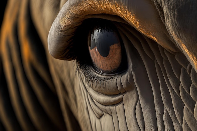 Asian elephant eye closeup