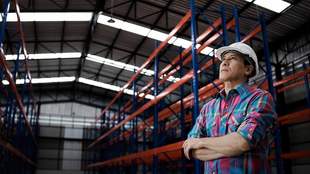 Asian Engineer man working in building factory