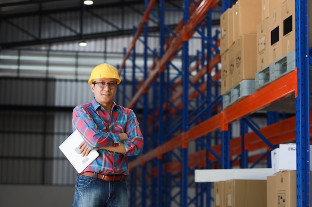 Asian Engineer man working in building factory