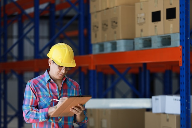 Asian Engineer man working in building factory