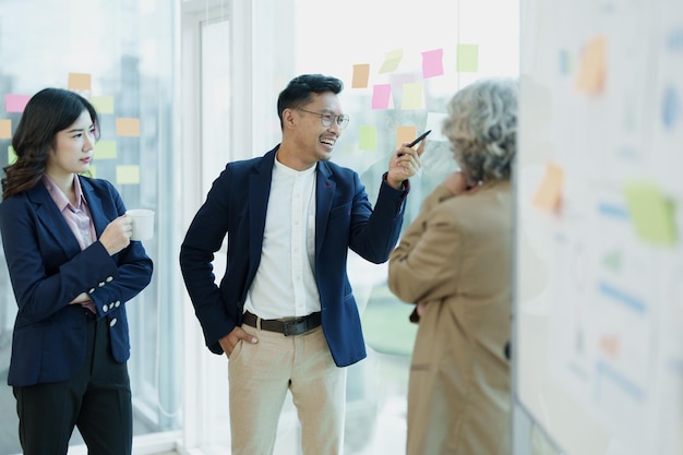 Asian entrepreneurs and business people meeting in a conference room in business planning financial budget and investment risk assessment to analyze customer groups to increase company growth