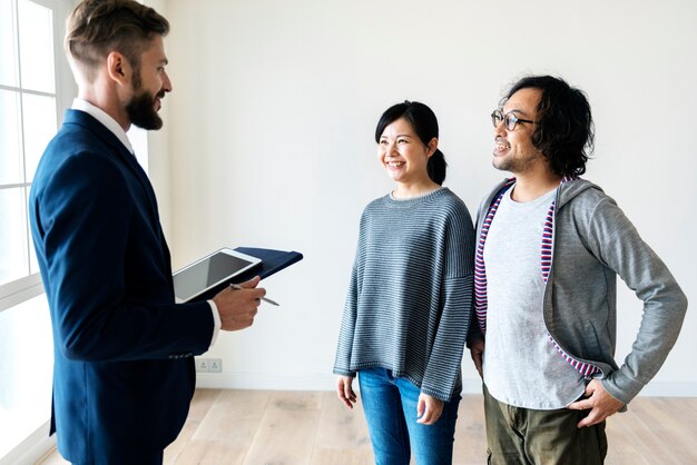 Asian family buy new house