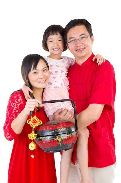 Asian family celebrating chinese new year