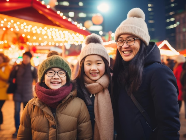 Asian family enjoys celebrating Christmas Eve together