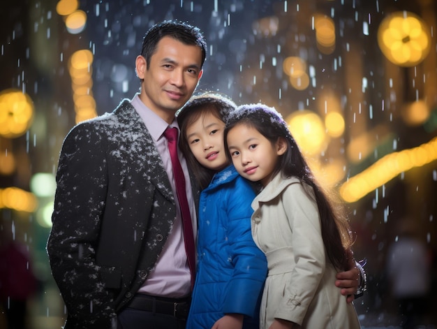 Asian family enjoys celebrating Christmas Eve together