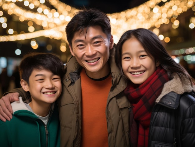 아시아 가족은 함께 크리스마스 이브를 축하하는 것을 즐긴다