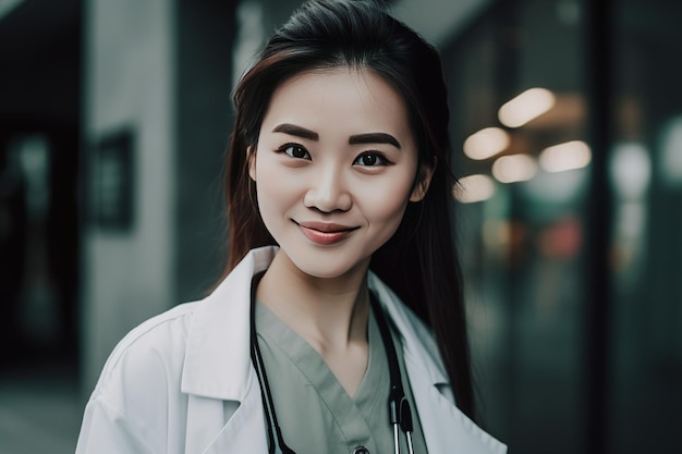 asian female doctor physician in medical uniform with stethoscope