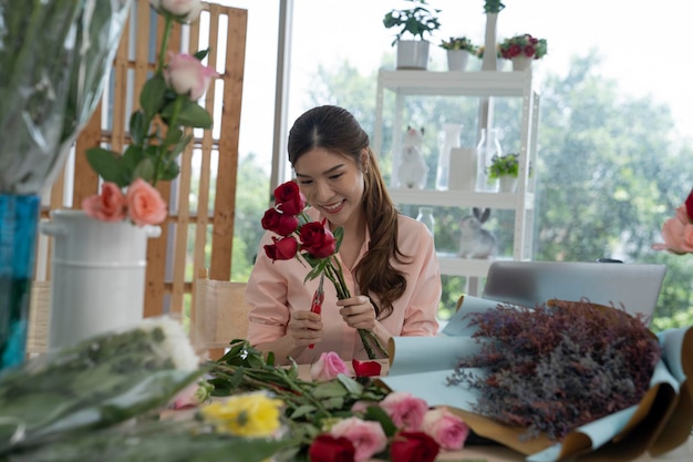 asian female at flower shop