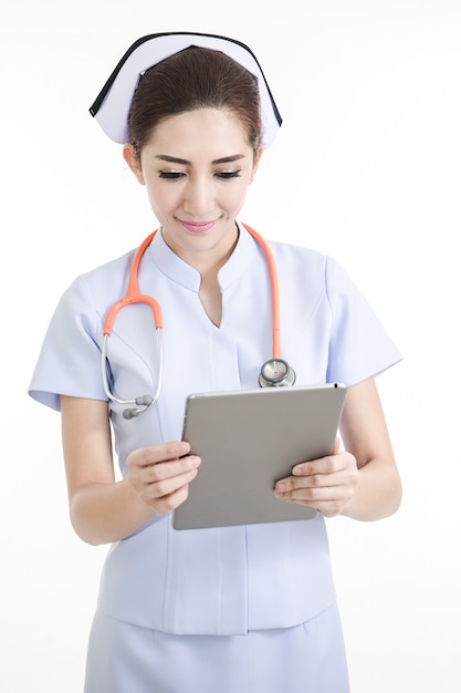 Asian female nurse in uniform