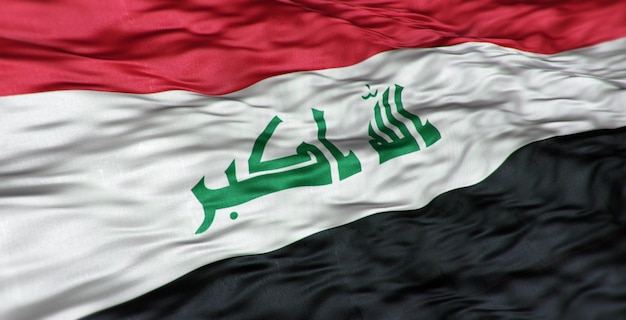 The Asian flag of the country of Iraq is wavy