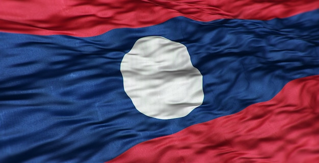 The Asian flag of the country of Laos is wavy