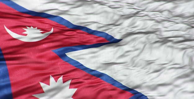 The Asian flag of the country of Nepal is wavy