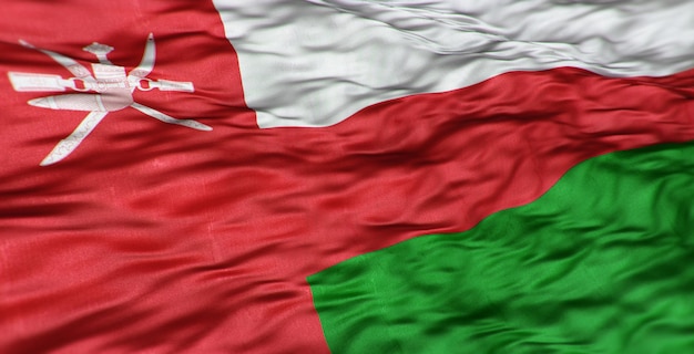The Asian flag of the country of Oman is wavy