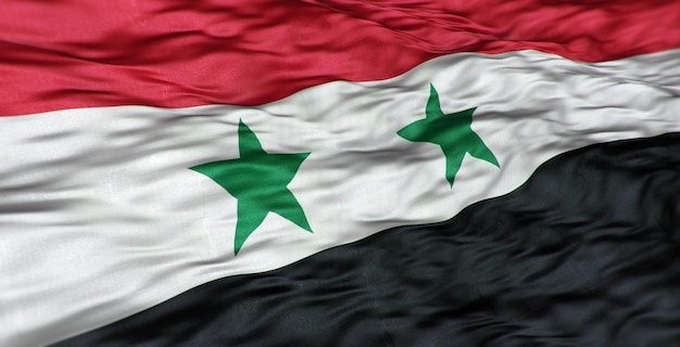 The Asian flag of the country of Syria is wavy