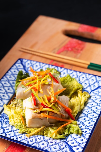 Chinese Steamed Fish with Ginger Shallot Sauce