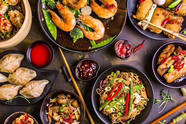 Asian food and th cuisine background