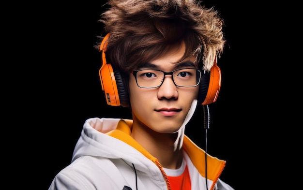 Asian gamer boy