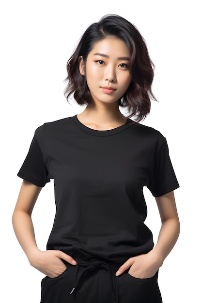 азиатская девушка пустая футболка