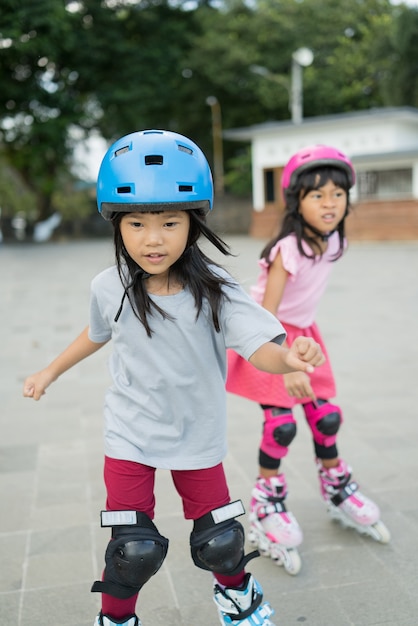 Asian girl going on her inline skates