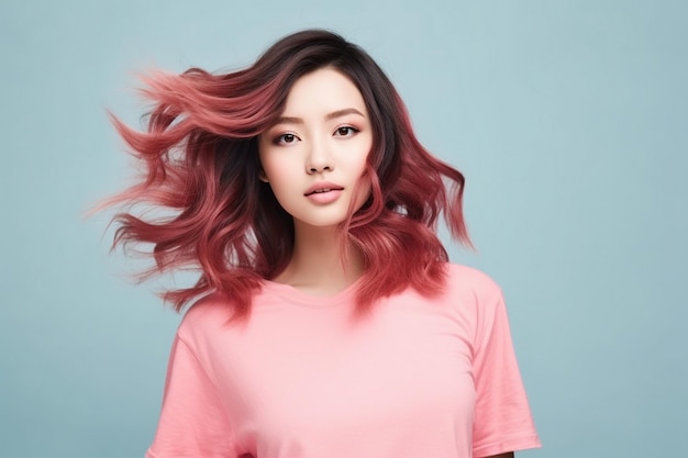 An Asian girl has a great hairstyle