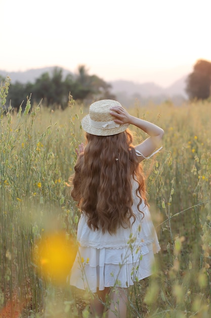 Asian girl on wheat