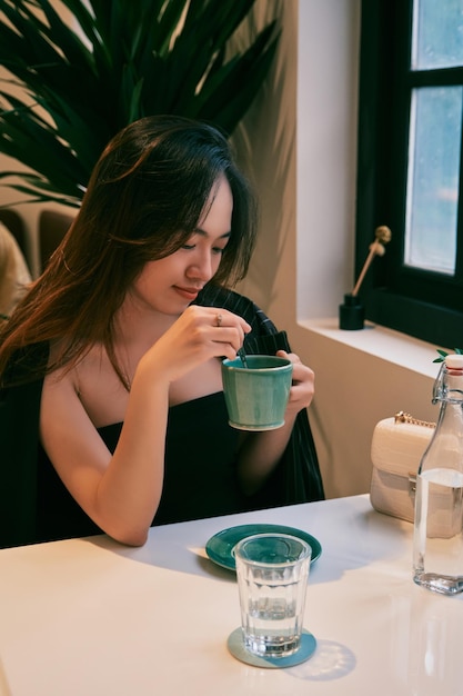 asian girls in coffee