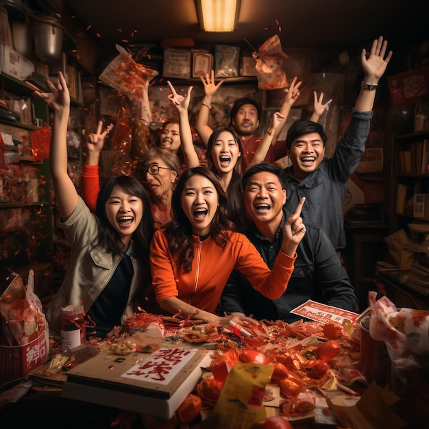 Asian group of friends having outdoor garden barbecue laughing with alcoholic beer drinks and showin