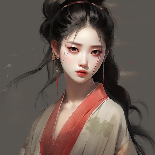 Asian haired girl anime character