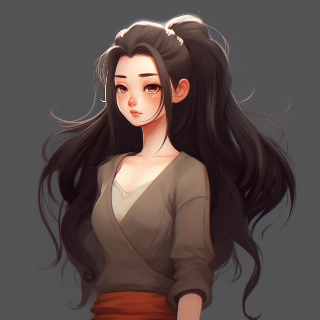 Asian haired girl anime character