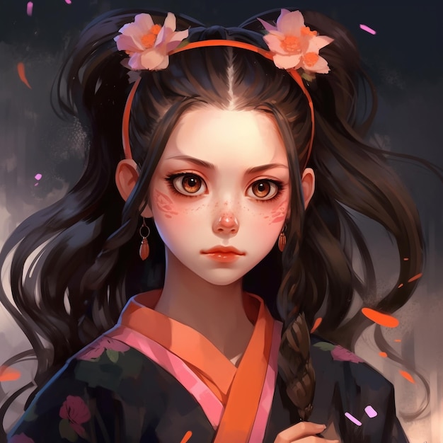 Asian haired girl anime character