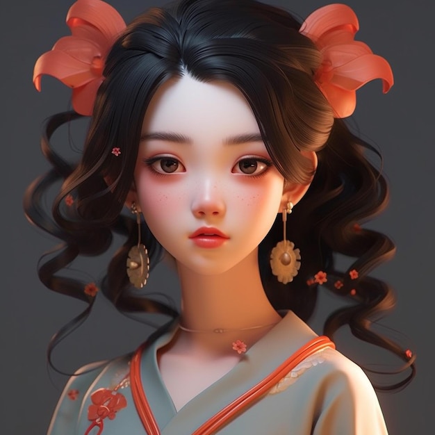 Asian haired girl anime character