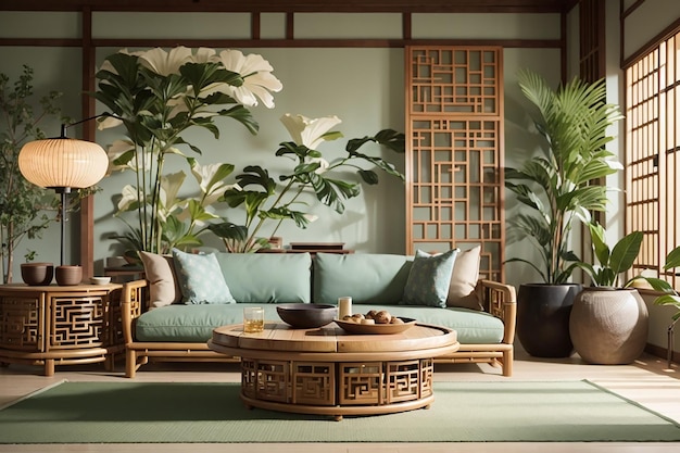 Photo asian inspired living room