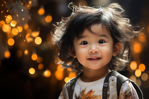 Asian Japanese Chinese Korean Thai Indonesian child smile loohing at the camera cute pretty beautiful happy baby toddler student preschooler