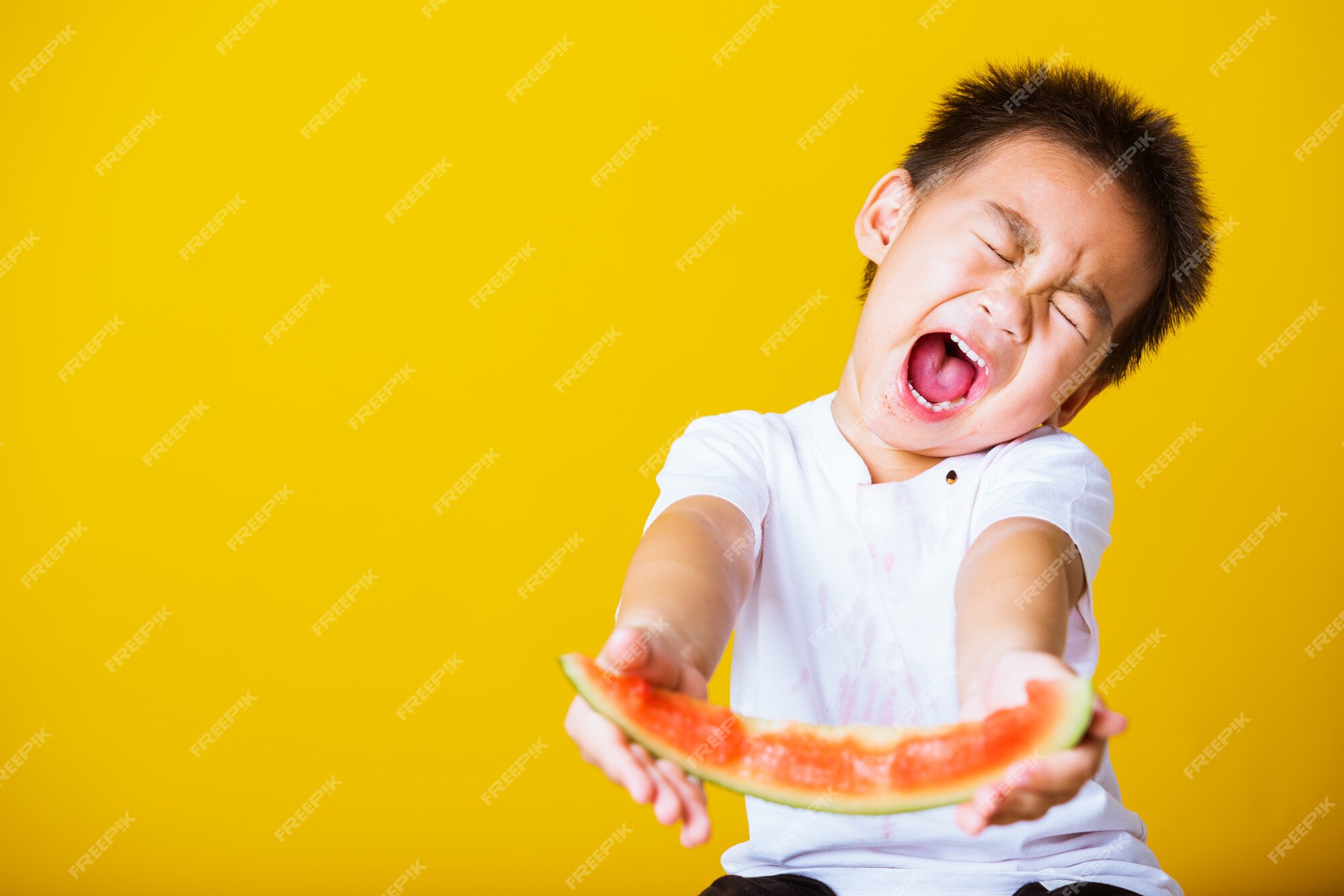 Premium Photo | Asian kid cute little boy attractive laugh smile playing holds cut watermelon fresh Premium Photo | Asian kid cute little boy attractive laugh smile playing holds cut watermelon fresh
