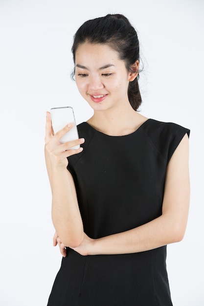 Asian lady using a mobilephone