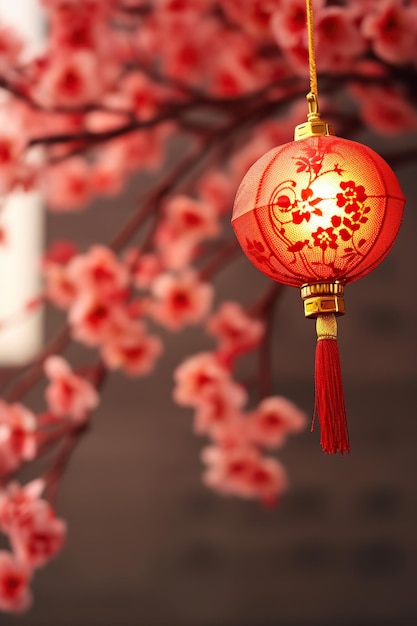 Asian lantern lunar New Year decoration Generative AI