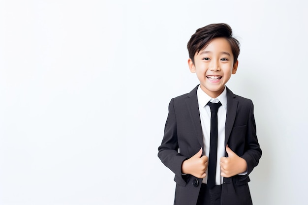 スーツとネクタイを着たアジアの小さな男の子