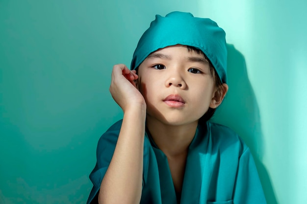 Asian little girl in doctor costume