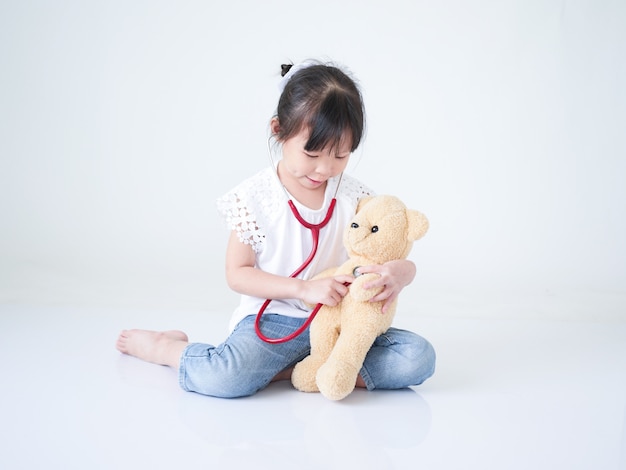 Asian little girl in living room