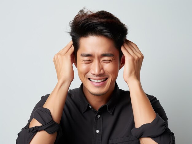 Asian man emotional dynamic gestures