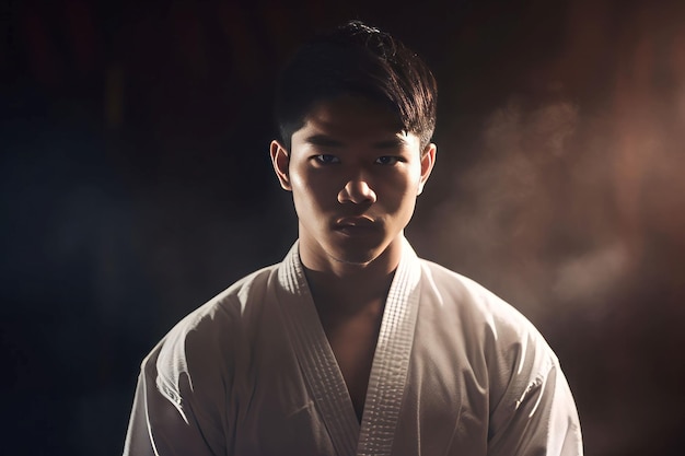 Asian man judo athlete Master fight Generate Ai