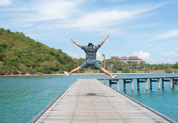 Asian Man on tropical beach