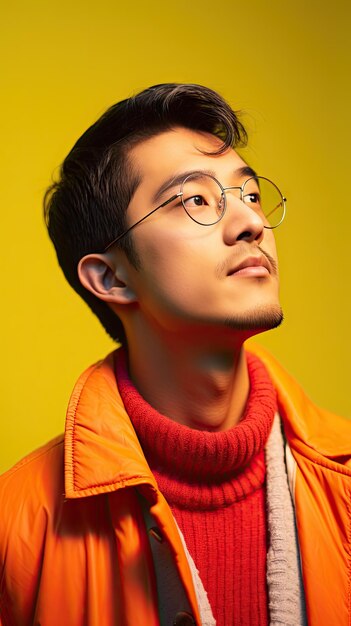 안경을 쓴 아시아 남자