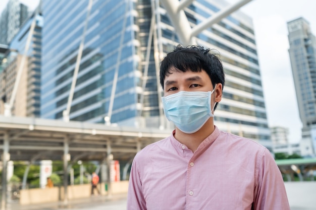 Asian man wearing medical mask