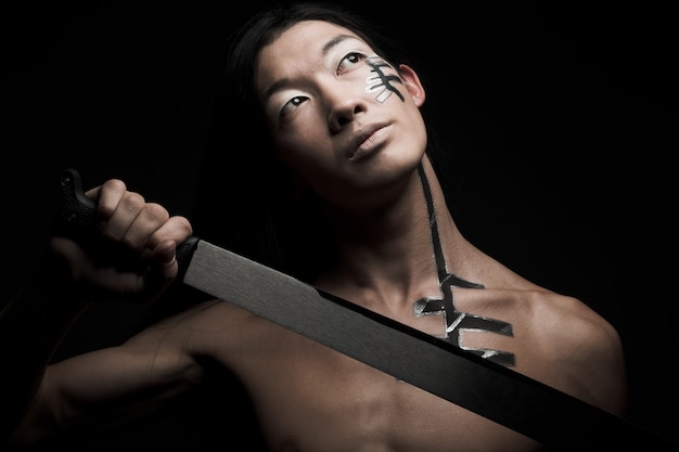 Asian man with katana