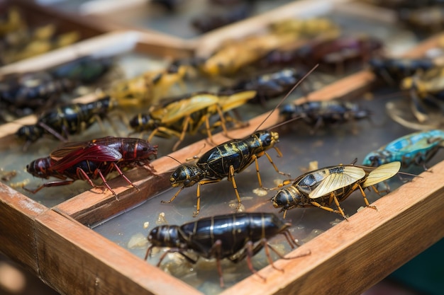 판매용 곤충이 있는 아시아 시장 곤충 식품 Generative AI