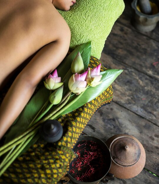 Photo asian massage spa natural organic beauty treatment