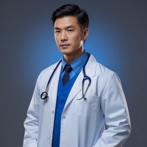Asian Men Doctor Ware Blue Color Uniform