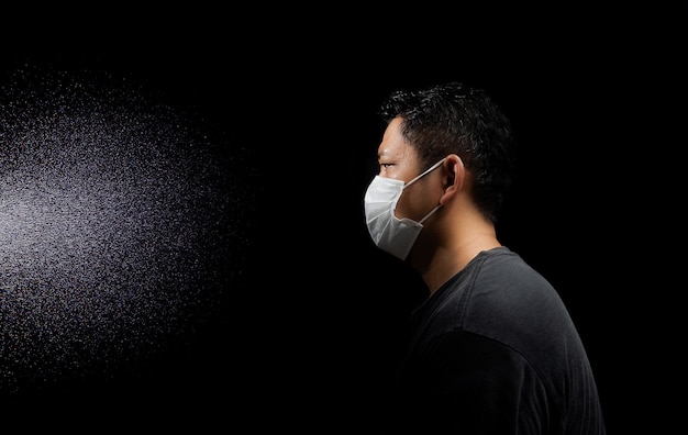 Photo asian men wear protective masks.