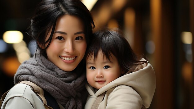 Asian mom and child